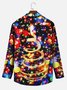 Christmas Neon Men's Printed Holiday Shirt Stretch Aloha Pocket Cartoon Camping Shirt