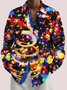 Christmas Neon Men's Printed Holiday Shirt Stretch Aloha Pocket Cartoon Camping Shirt