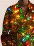 Christmas Holiday Brown Men's Art Shirts Cartoon Christmas Lights Warm Comfortable Stretch Pocket Shirts
