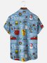 Christmas Holiday 50‘s Vintage Cartoon Men's Shirts Stretch Christmas Tree Snowman Fun Camp Pocket Art Shirts