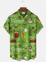 Christmas Holiday 50‘s Vintage Cartoon Men's Shirts Stretch Christmas Tree Snowman Fun Camp Pocket Art Shirts