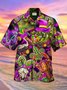 Mardi Gras Crocodile Lobster Print Aloha Hawaii Men's Button Pocket Shirt