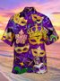 Mardi Gras Mardi Gras Mask Bead Print Aloha Hawaii Men's Button Pocket Shirt