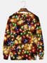 Christmas Holiday Men's Round Neck Sweatshirt Lights Art Warm Comfortable Pullover Top Big Tall