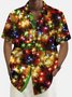 Royaura® Christmas Gold Neon Men's Shirts Stretch Plus Size Christmas Lights Costume Button-Down Shirts