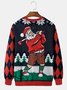 Christmas Holiday Santa Claus Men's Round Neck Sweatshirt Golf Sports Ugly Pattern Art Pullover Tops