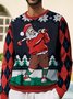 Christmas Holiday Santa Claus Men's Round Neck Sweatshirt Golf Sports Ugly Pattern Art Pullover Tops