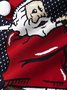 Christmas Holiday Blue Men's Fun Cartoon Santa Golf Art Check Camp Pocket Shirts Big Tall