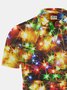 Christmas New Year Lantern Print Men's Button-Up Polo Shirt