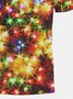 Christmas New Year Lantern Print Men's Button-Up Polo Shirt