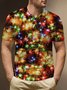 Christmas New Year Lantern Print Men's Button-Up Polo Shirt