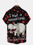 Valentine Heart Hippo Print Men's Button Pocket Shirt