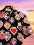 Royaura® Valentine's Day Holiday Men's Hawaiian Shirts Love Cartoon Art Pocket Camp Shirts Big Tall
