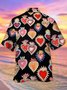 Royaura® Valentine's Day Holiday Men's Hawaiian Shirts Love Cartoon Art Pocket Camp Shirts Big Tall