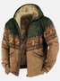 JoyMitty Vintage Aztec Khaki Men's Drawstring Hoodies Stretch Warm Fleece Ethnic Geometric Art Pullover Sweatshirts