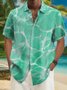 Royaura Cotton hemp Hawaiian blue wavy texture art men's button pocket shirt