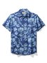 JoyMitty Beach Holiday Navy Blue Men's Hawaiian Cool Ice Shirts Sweat-wicking Coconut Tree Stretch Aloha Camp Pocket Shirts