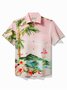 JoyMitty Beach Vacation Pink Men's Hawaiian Cool Ice Shirts Island Coconut Flamingo