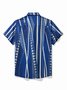 JoyMitty Beach Vacation Blue Men's Hawaiian Shirts TAPA Geometric Sweat-Wicking Breathable Easy Care Stretch Aloha Camping Pocket Shirts