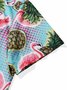 JoyMitty Beach Holiday Blue Men's Hawaiian Cool Ice Shirts Flamingo Pineapple