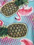 JoyMitty Beach Holiday Blue Men's Hawaiian Cool Ice Shirts Flamingo Pineapple