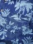 JoyMitty Beach Holiday Navy Blue Men's Hawaiian Cool Ice Shirts Sweat-wicking Coconut Tree Stretch Aloha Camp Pocket Shirts