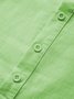 JoyMitty Vintage Casual Basic Natural Fiber Long Sleeve Stand Collar Shirts Breathable Comfortable Camp Shirts
