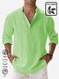 JoyMitty Vintage Casual Basic Natural Fiber Long Sleeve Stand Collar Shirts Breathable Comfortable Camp Shirts
