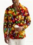 JoyMitty Christmas Gold Neon Men's Long Sleeve Shirts Stretch Plus Size Drama Costume Button Shirts