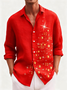JoyMitty Christmas Black Men's Long Sleeve Shirts Glitter Gold Christmas Tree Stretch Oversized Button Shirts