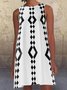 JOYMITTY Women Black 1960's Geometric Pattern A-Line Retro Printed Pockets Casual Dresses