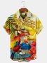  Holiday Beach Men's Hawaiian Shirts Parrot Cocktail Cartoon Stretch Oversized Aloha Shirts