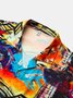 Men's Vintage Hawaiian Music Guiter Prined Shirt Party Aloha Beach Shirt & Top