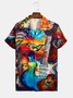 Men's Vintage Hawaiian Music Guiter Prined Shirt Party Aloha Beach Shirt & Top