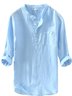 Men's casual linen white long sleeve shirt