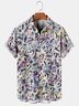 Vacation Leisure Music Element Musical Note Pattern Hawaiian Style Printed Shirt Top