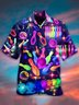 Blue Printed Music Sweet Shirts & Tops