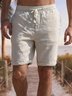 Men's Cotton Linen Style Elastic Waist Casual Shorts