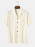 Men's Striped Textured Seersucker Wrinkle-Free Casual Short Sleeve Shirt with Pockets