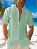 Men's Cotton Linen Stand Collar Short Sleeve Shirt