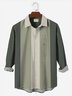 Men's Colorblock Striped Casual Breathable Bowling Long Sleeve Shirt
