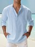 Plain Color Casual Stand Collar Long Sleeve Shirt