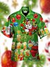 Men Funny Santa Drinking Beer Merry Christmas Tree Green Light Hawaiian Shirt