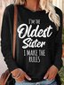 Womens Funny Sister Gift Old Sister Casual Tops