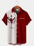 Men Santa With Gifts Bag Print Pocket Front Short Sleeves Shirt