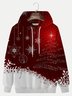  Men's Red Christmas Hoodie Snowflake Art Cotton Blend Plus Size Sweatshirt