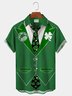  Men's Casual Shirt St Patrick's Fake Two Piece Lapel Hawaiian Short Sleeve Shirt