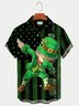 Dabbing St Patricks Day Shamrock Flag Print Men's Hawaiian Shirt Casual Comfort Plus Size Shirt