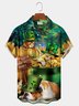  St. Patrick's Day Cat Casual Holiday Cotton Blend Men's Oversized Short Sleeve Shirt