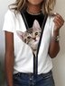 Women Shift Cute Cat Printed Shirts & Tops